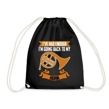 French Horn Brass Instrument - Drawstring Bag - black - Front