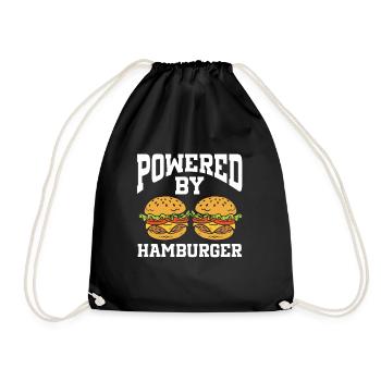 Powered By Hamburger - Drawstring Bag - black - Front