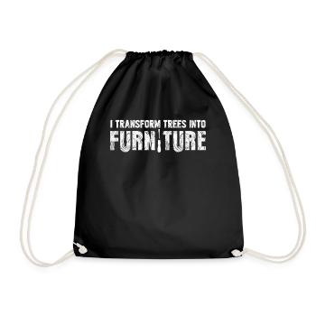 Wood Woodworking Workshop - Drawstring Bag - black - Front