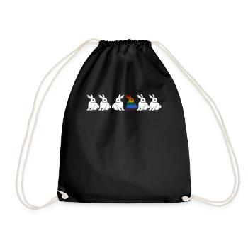 LGBT Bunny Gay Lesbian Rainbow Flag - Drawstring Bag - black - Front