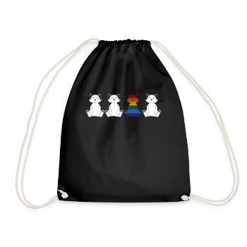 LGBT Gay Cats Lesbian Rainbow Flagge - Turnbeutel - Schwarz - Vorne