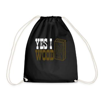 Wood Firewood Workshop Woodworking - Drawstring Bag - black - Front
