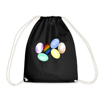 LGBT Chicken Eggs Lesbian Rainbow Flag - Drawstring Bag - black - Front