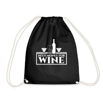 Wine Drinker Wine Glass Vino - Drawstring Bag - black - Front