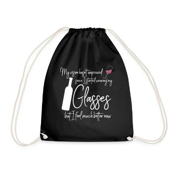 Vino Wine Glass Wine Drinker Red Wine - Drawstring Bag - black - Front