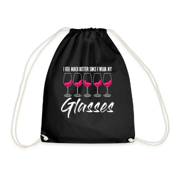 Wine Joke Drinker Wine Glass Vino - Turnbeutel - Schwarz - Vorne
