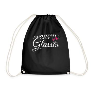Wine Drinker Funny Joke Wine Glass Vino - Turnbeutel - Schwarz - Vorne
