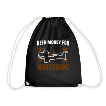 Wood Turner Lathe Woodturning Workshop - Drawstring Bag - black - Front