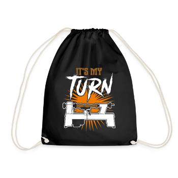 Lathe Woodturning Workshop Wood Turner - Drawstring Bag - black - Front