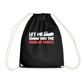 Fire Wood Chainsaw Chain Saw Lumberjack - Drawstring Bag - black - Front