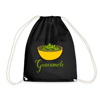 Avocado Guacamole Bowl Tortilla Chips - Drawstring Bag - black - Front