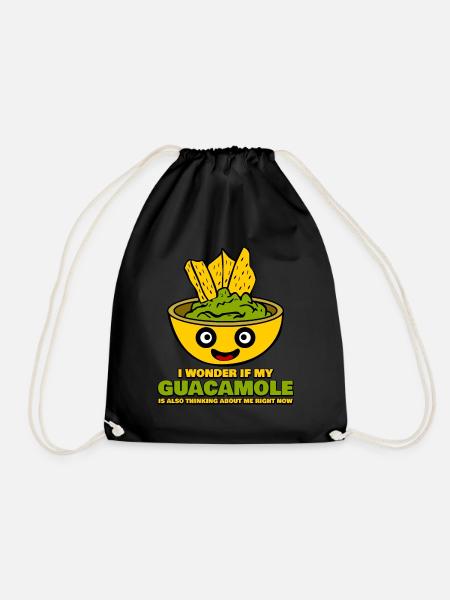 Tortilla Chips Avocado Guacamole Bowl - Drawstring Bag - black