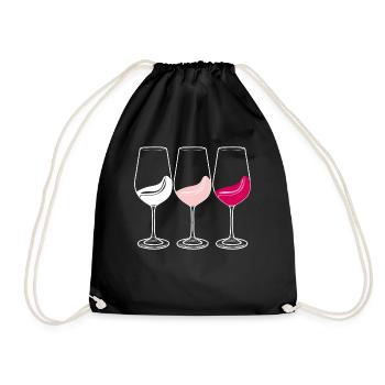 Wine Glasses Wine Drinker Vino - Drawstring Bag - black - Front