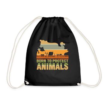 Animal Rights Vegan Retro Save Animals - Drawstring Bag - black - Front