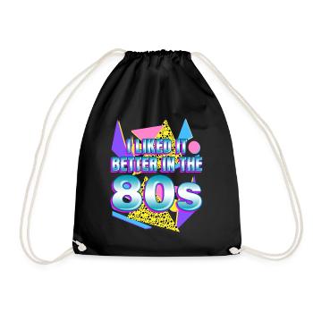 Retro 1980 80s - Turnbeutel - Schwarz - Vorne