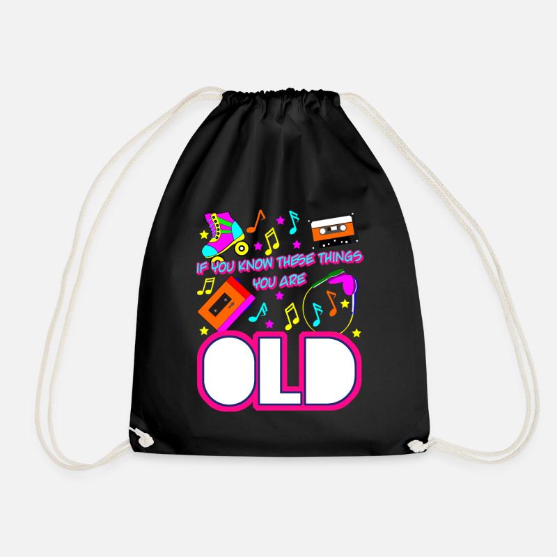 1980 Retro 80s Joke - Drawstring Bag - black