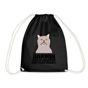 Darwin Award Misanthrope Joke Darwinism - Drawstring Bag - black - Front