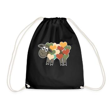 Sheep Retro Hearts - Drawstring Bag - black - Front