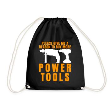 Power Tool Joke Electric Tools - Drawstring Bag - black - Front