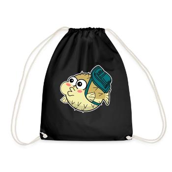 Poisson-globe avec sac à dos - Sac de sport léger - noir - Devant