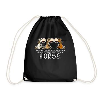 Horse Steal Riding Haflinger Horses - Drawstring Bag - black - Front