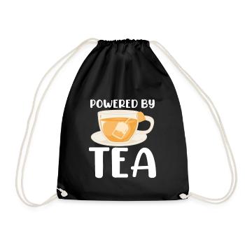 Powered By Tea Tea Lover Cup Of Tea Tea Drinker - Drawstring Bag - black - Front