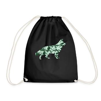 White Shepherd Dog Leash German Shepherd - Drawstring Bag - black - Front