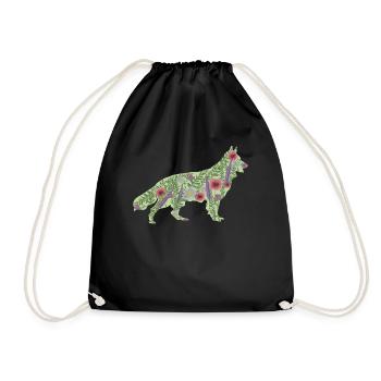 Fleurs de chien de berger blanc - Sac de sport léger - noir - Devant