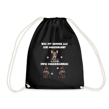 Was ist besser als ein Dobermann zwei Dobermänner - Turnbeutel - Schwarz - Vorne
