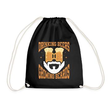 Drinking Beers And Growing Beards, Funny Beard - Turnbeutel - Schwarz - Vorne