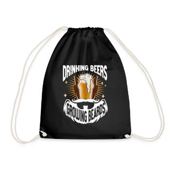 Drinking Beers And Growing Beards, Funny Beard - Turnbeutel - Schwarz - Vorne