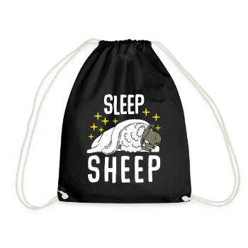 Sheep Sleeping Tired Sleep - Drawstring Bag - black - Front
