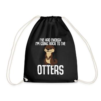 Otter Otters - Drawstring Bag - black - Front