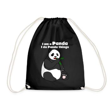 Giant Panda with Bamboo Panda Bear - Turnbeutel - Schwarz - Vorne