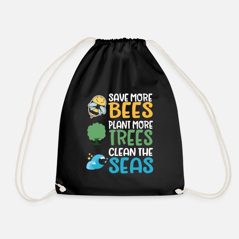 Save More Bees Plant More Trees Clean The Seas - Turnbeutel - Schwarz