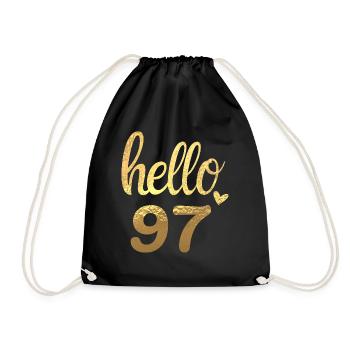 Hello 97 gold - Drawstring Bag - black - Front