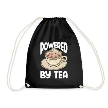Tea Lover Tea Drinker Quotes Powered By Tea - Drawstring Bag - black - Front