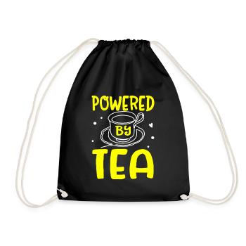 Tea Lover Tea Drinker Quotes Powered By Tea - Drawstring Bag - black - Front