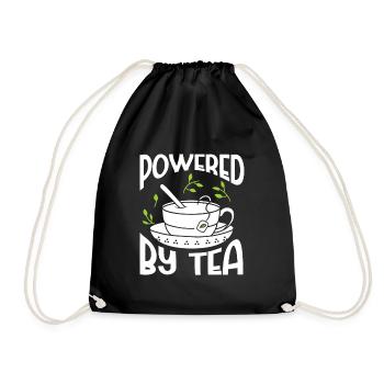 Tea Lover Tea Drinker Quotes Powered By Tea - Drawstring Bag - black - Front