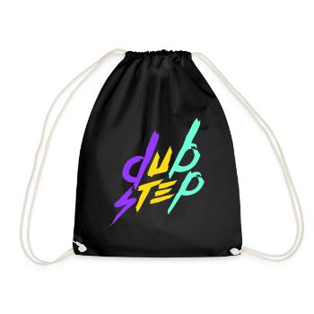 Dub Step Techno Musik Party Club Text Schriftzug - Turnbeutel - Schwarz - Vorne