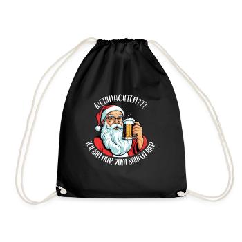 Weihnachten? Ich bin nur zum Saufen hier fun xmas - Turnbeutel - Schwarz - Vorne
