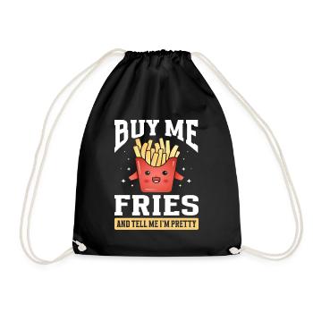 French Fries Food Pun Potato - Turnbeutel - Schwarz - Vorne