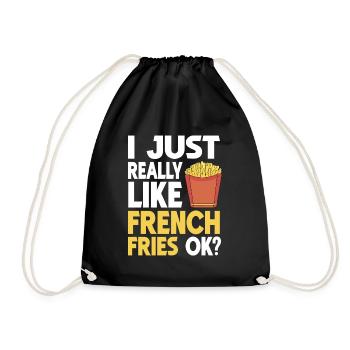 French Fries Food Pun Potato - Turnbeutel - Schwarz - Vorne
