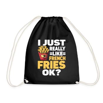 French Fries Food Pun Potato - Turnbeutel - Schwarz - Vorne