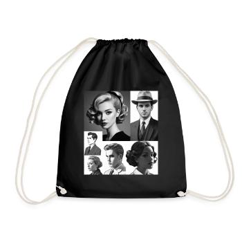 Retro hairstyles and clothes - Drawstring Bag - black - Front