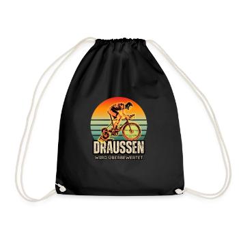 Tshirt Indoor-Training: Draußen wird überbewertet! - Turnbeutel - Schwarz - Vorne