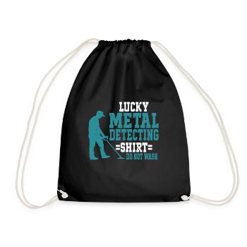 Metal Detector Shirt for Men Lucky Metal Detecting - Turnbeutel - Schwarz - Vorne