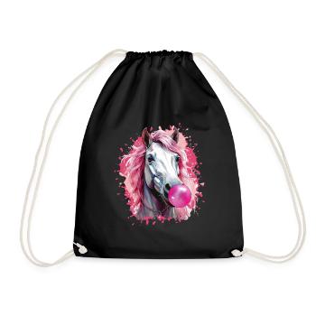 Horse,Graffiti,illustration,Bubble gum - Drawstring Bag - black - Front