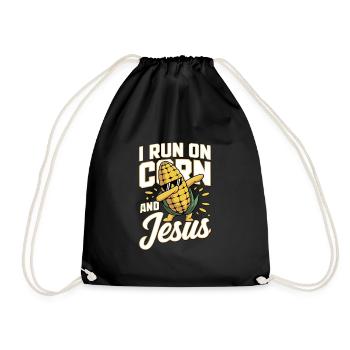 Corn Jesus Faith Christ Corn on the cob - Drawstring Bag - black - Front