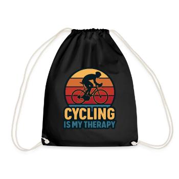 Radfahren ist meine Therapie – Retro-Design - Turnbeutel - Schwarz - Vorne